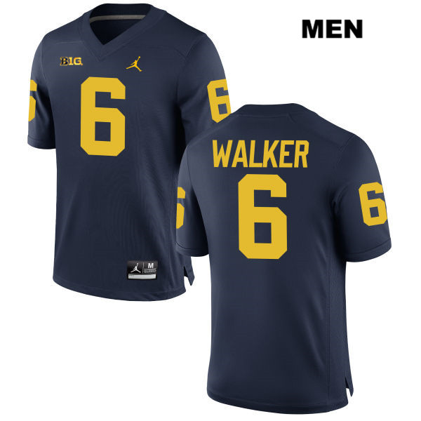 Men's NCAA Michigan Wolverines Kareem Walker #6 Navy Jordan Brand Authentic Stitched Football College Jersey EB25D34XQ